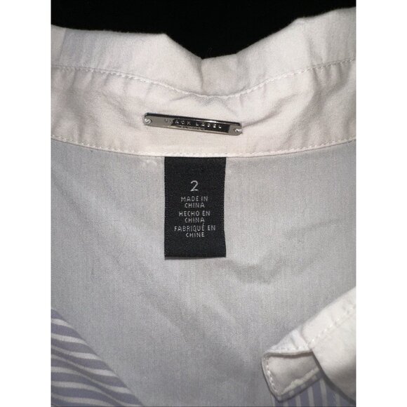 Chicos Black Label Womens Long Sleeve Striped Button-Up Shirt With White Collar - Picture 12 of 12